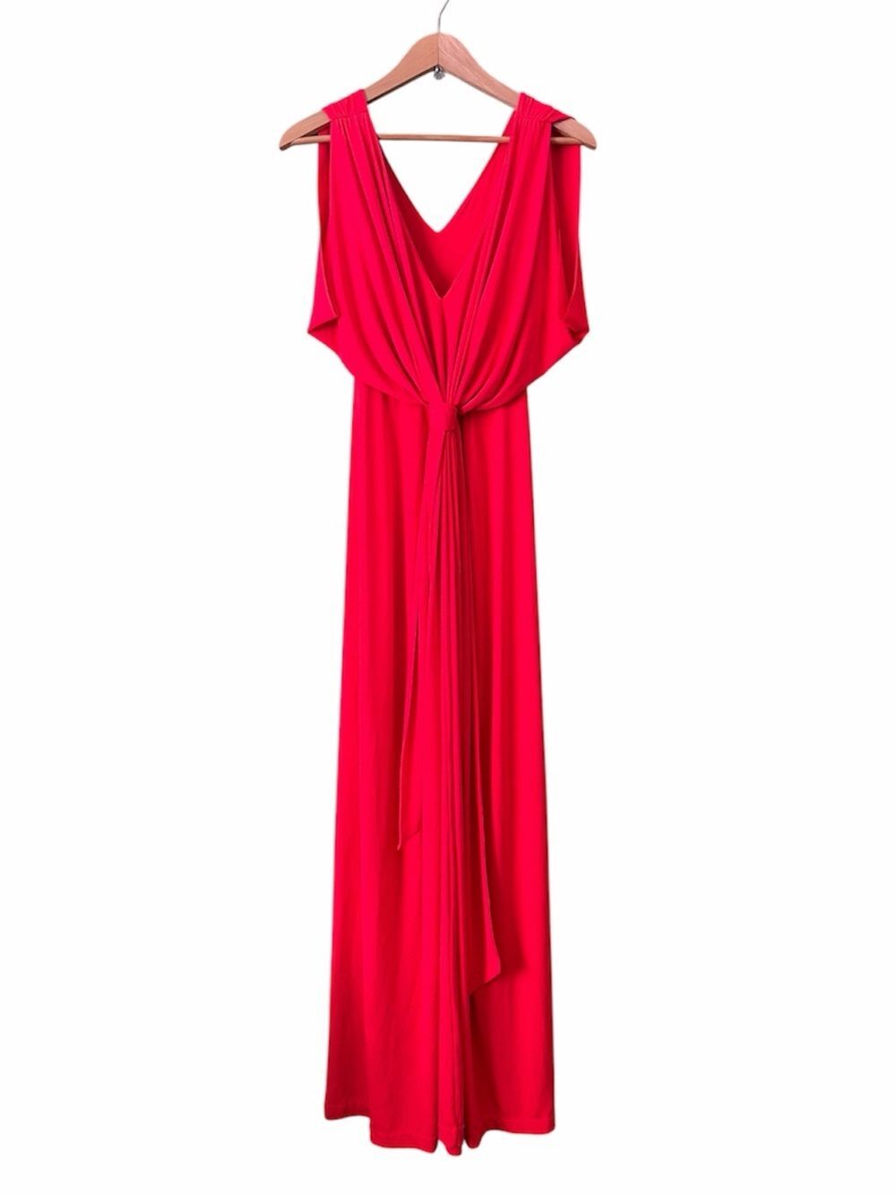 Victoria's Secret Plunge V Neck Faux Knot Front Maxi  Dress  Hot Pink Red Sz S